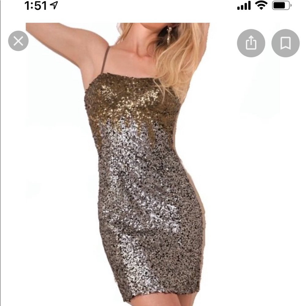 Alberto Makali sequin 2-tone gold/silver dress